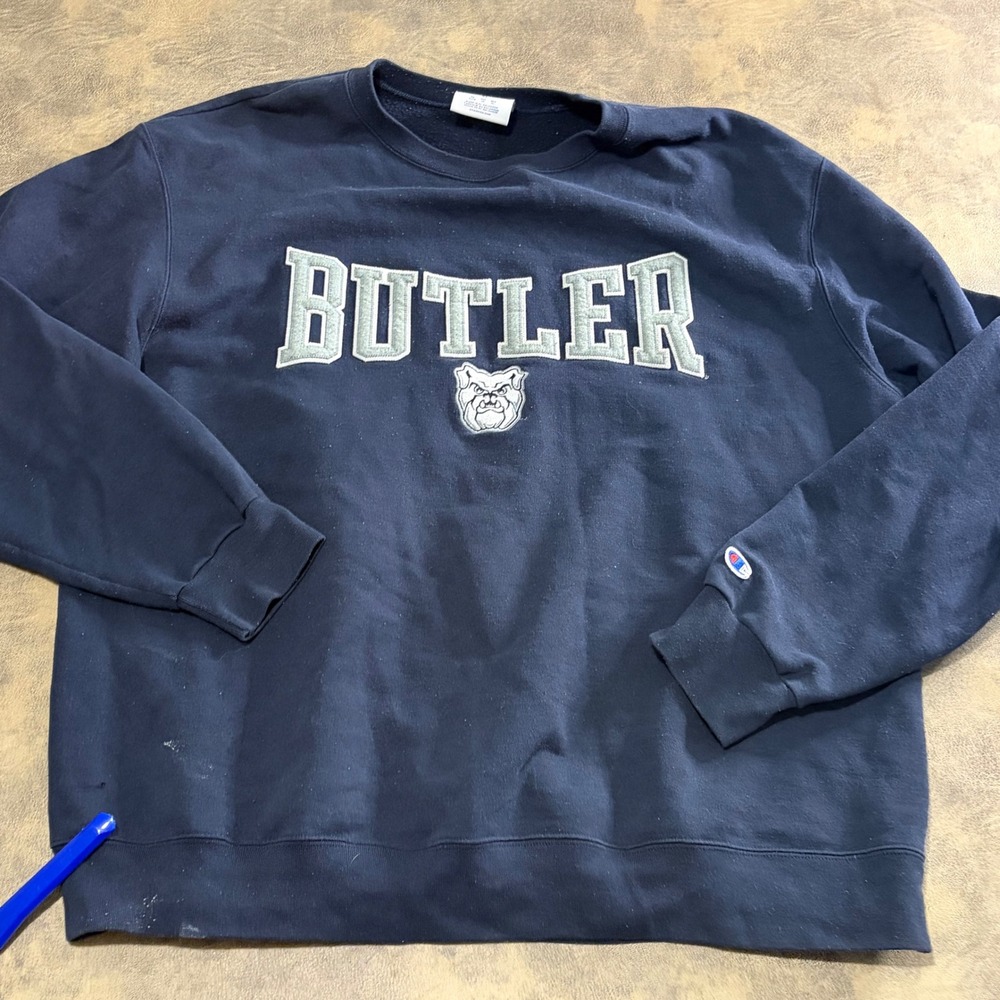 Champion‎ Sweatshirt Mens XL Navy Butler University Bulldogs Crewneck Pullover